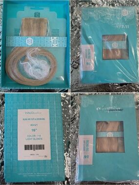 HaloCouture Clip-In Hair Extensions 16” Light Blonde #116 NEW